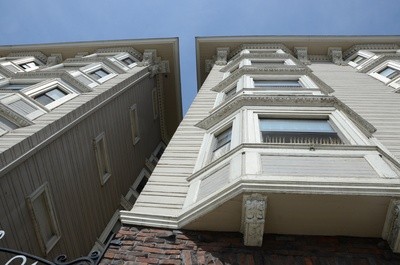 A close-up view of the apartments