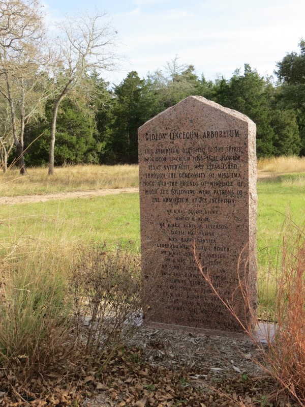 Gideon Lincecum Nature Trail marker