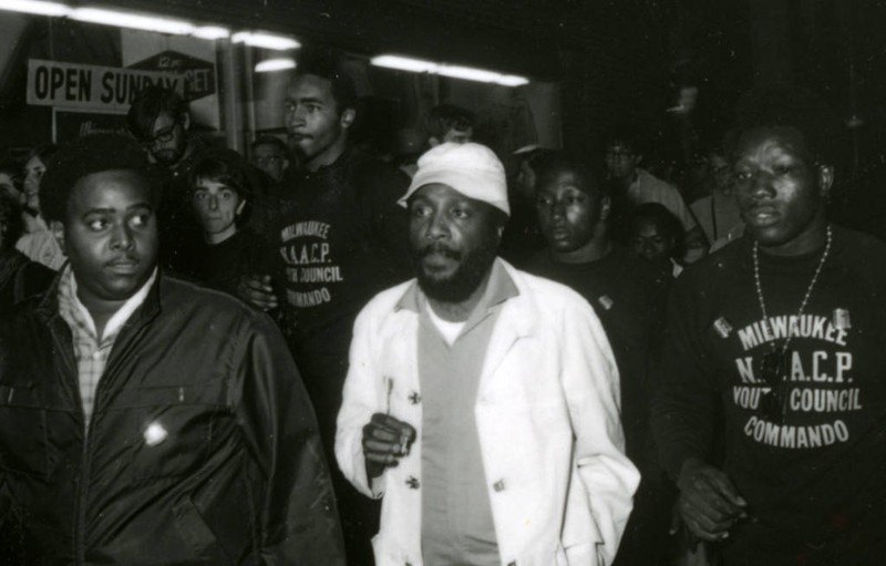 Members of the NAACP Youth Council participate in a march supporting the Milwaukee 14, 1968 (“Department of Special Collections and University Archives, Marquette University Libraries, MUA_013798)