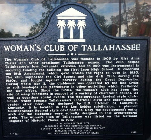 This historical marker describes the history of the club.