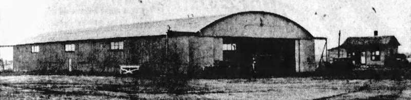 An undated photo of an Old Richards Airport hangar from a 5/11/37 newspaper article 