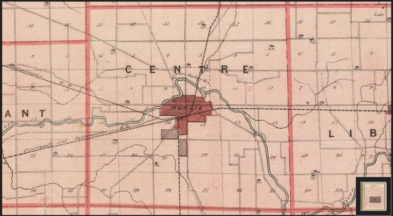 This is a map from 1876 showing Centre Township in Delaware county Indiana, where the Hackley Reserve was located. The Hackley Reserve overlaps what is now Minnetrista and the historic site of Muncee Town.