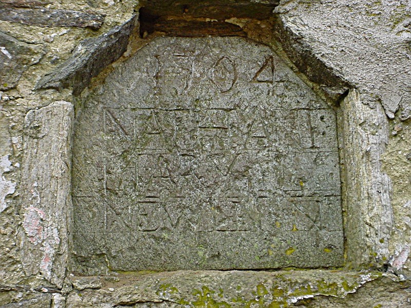 Date stone on the original section of the mill, reading "1704 Nathan Mary Newlin"