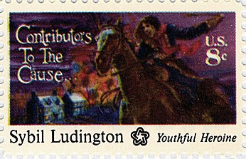 1975 stamp. Other stamps in the series feature an African-American soldier, a Latino soldier, and a Jewish financier, in an effort by the American Revolution Bicentennial Commission and USPS to include a diverse array of "Contributors to the Cause."