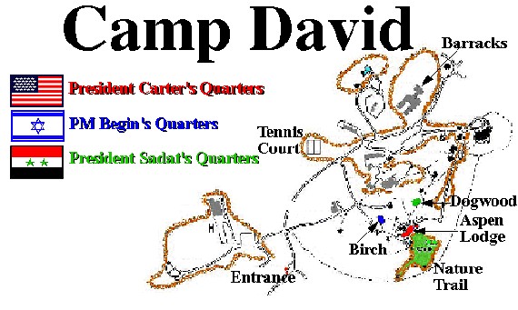 Map of where leaders stayed at Camp David