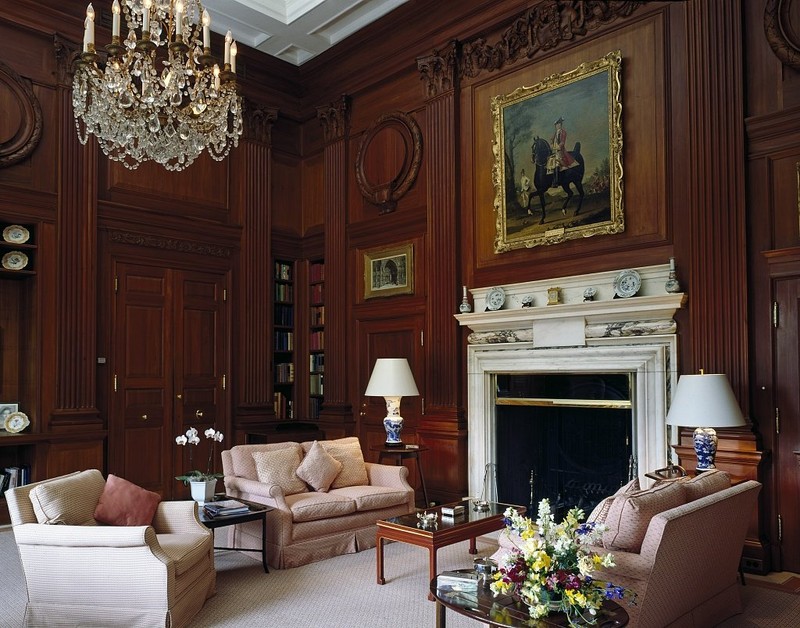 The beautiful library inside the Ambassador's Residence. Photo by Carol Highsmith, Library of Congress.