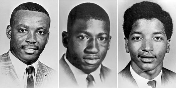 The three students shot and killed during the Orangeburg Massacre.