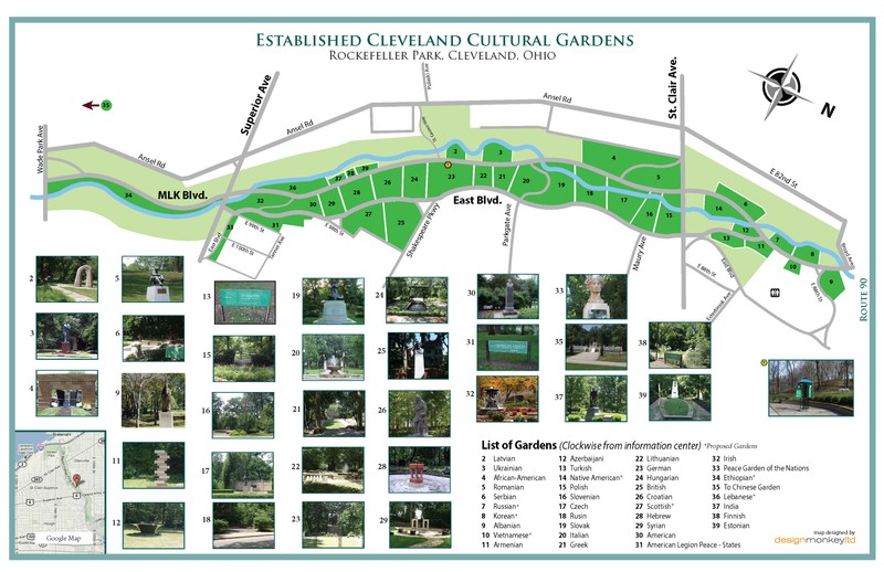 Map of the Cleveland Cultural Gardens