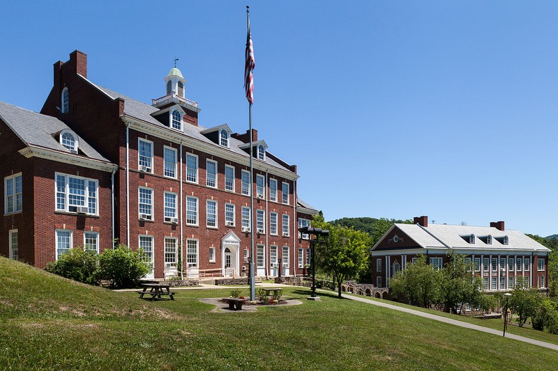 This four-story academic building was completed in 1924. Charles E. Albert Hall is pictured in the background and was completed two years later. 