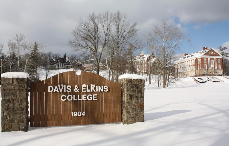 entrance of campus during winter