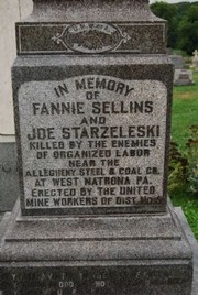 Front of memorial found in Union Cemetery in Arnold, Pennsylvania