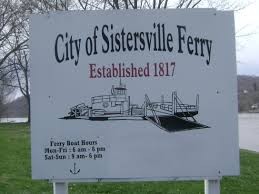 Sign for the ferry in Sistersville, West Virginia