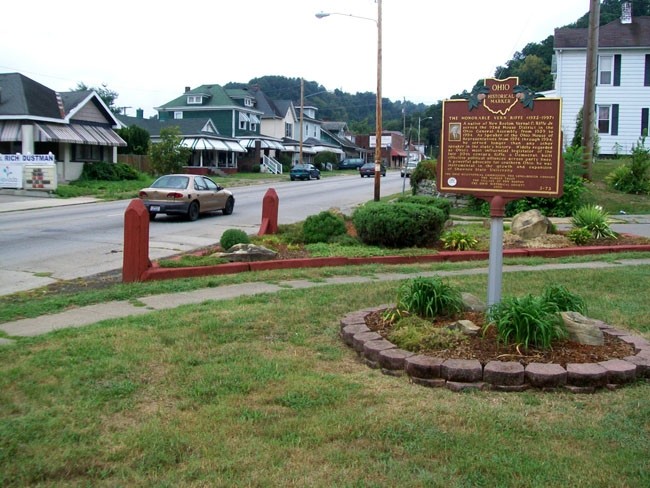 Historical marker, on Galia Street