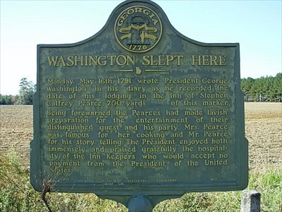 Historical marker, "Washington Slept Here"