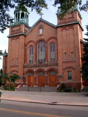The church, as it appears from the front