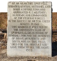 Approximate location of Gen. Lyon's death.