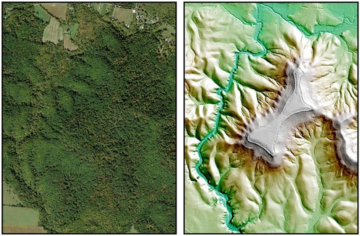 Satellite image and LIDAR image comparison
