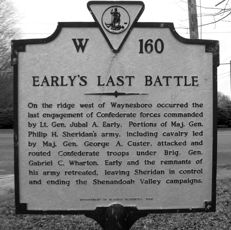 This historic marker emphasizes the battle as the final engagement of Confederate General Jubal Early.
