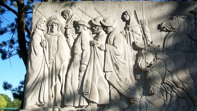 Closeup of the bas relief sculpture.