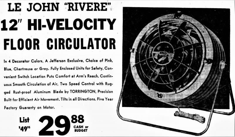 Ad for a Le John fan, 1956