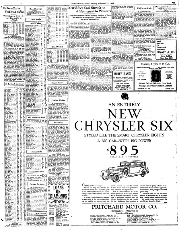 This is part of a special section of the Charleston Gazette that featured all the amenities of the town of Mount Hope offered travelers to the area.  