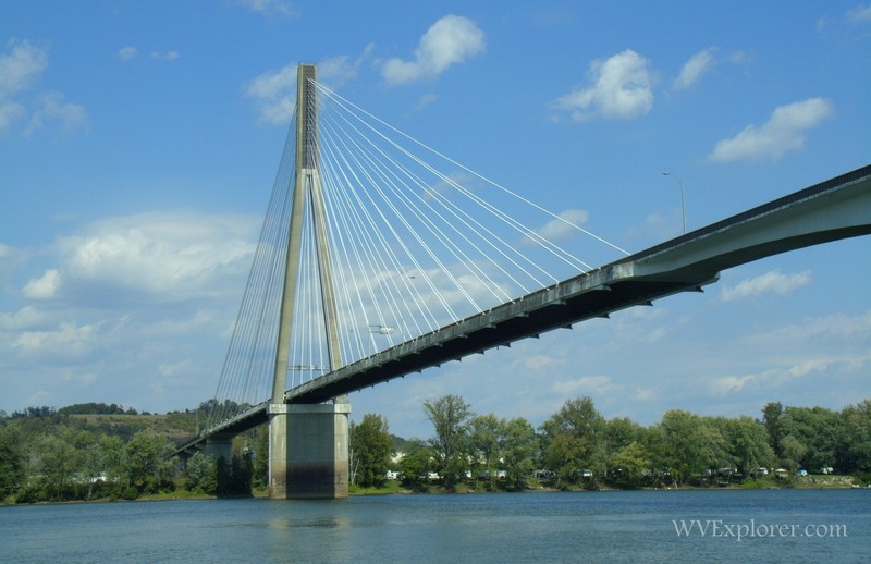 View of Frank Gatski Memorial Bridge from the banks of the Ohio River