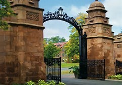 The gate entrance to the school.