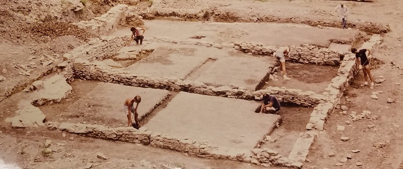 Archaelogical excavation of ruins in the 1980s