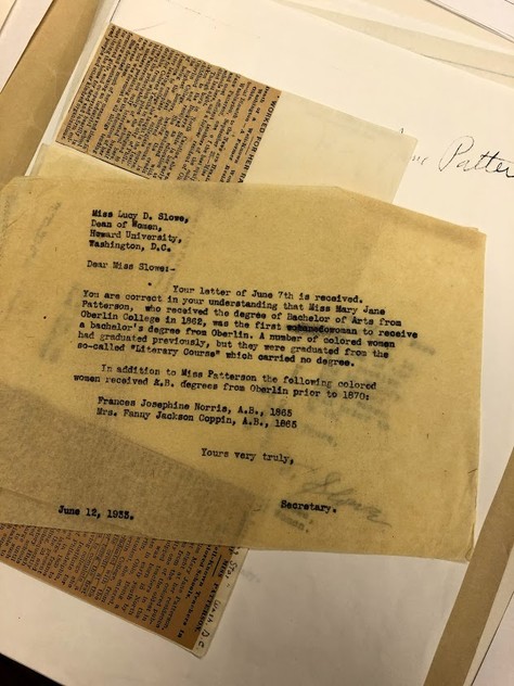 Letter written by George Morris proving the status of Patterson's graduation. This letter is available in the Oberlin College Archives.