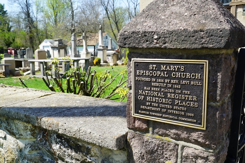 St. Mary Episcopal Church Plaque 2. This is the second plaque located in front of the church. This plaque contains more details about the episcopal church. These details include the founders and the years founded along with the purpose. 