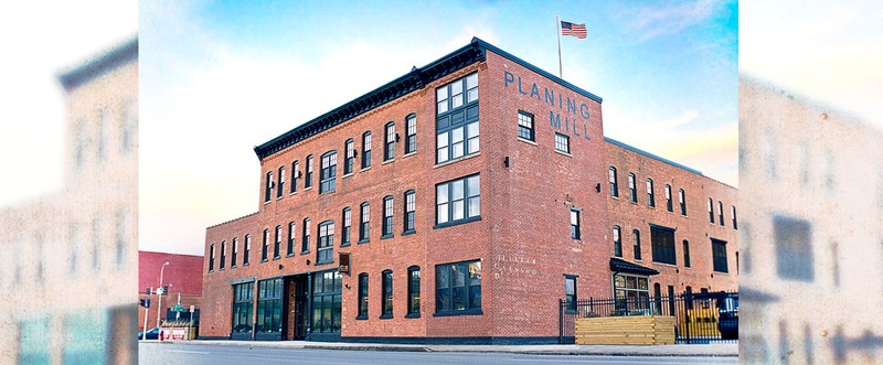 2020 Photo of the newly renovated and repurposed E.M Hager & Sons Building, now known as Planning Mill. The building is now home to residential and commercial space. 