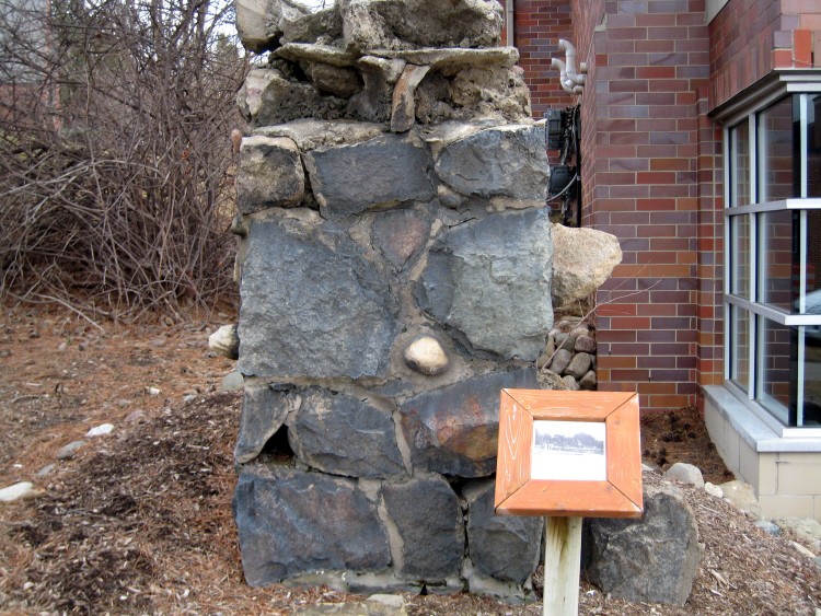 Surviving pillar from Charles S. Chapman estate, with historical marker