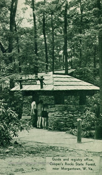 Postcard depicting the information booth