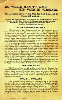 Montague was one of the authors of this broadside meant to assure white citizens that voting restrictions would only affect African Americans. 