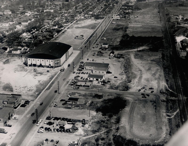 Aerial view of the Field House from its early days