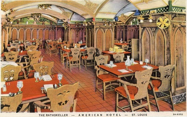 The Rathskeller was the hotel's basement bar and restaurant and was built to resemble the basement bars in Germany.