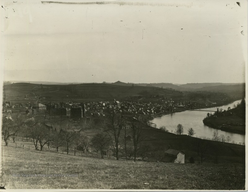 View towards Morgantown from the top of Sunnyside, ca. 1891-1892.