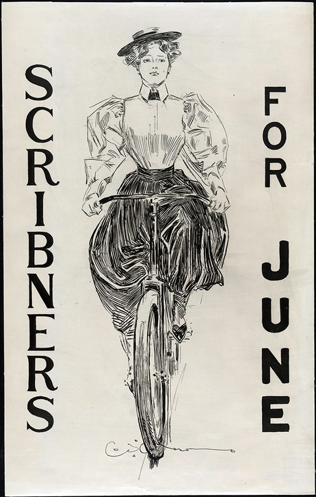 "The Gibson Girl" on a bicycle. Historians of the area often point out that the bicycle allowed women greater mobility at the turn of the century.