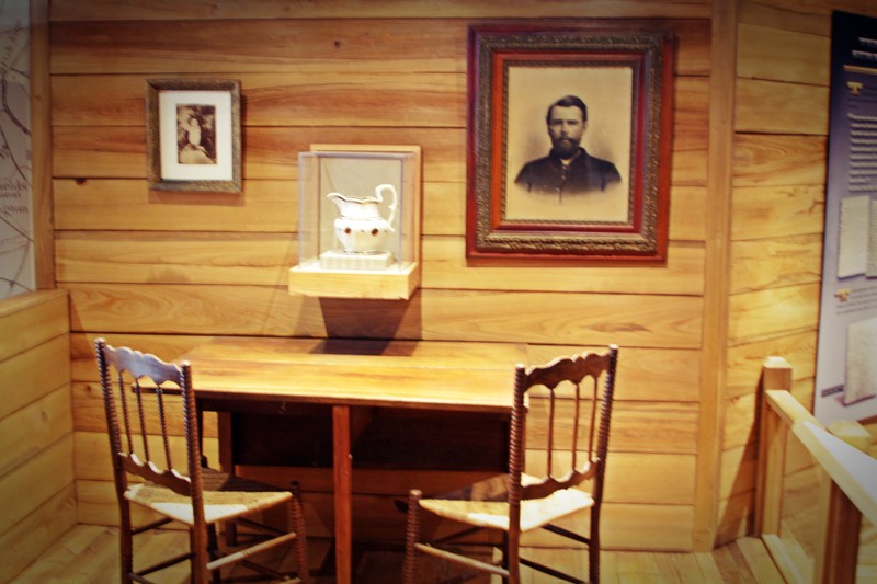 The meeting table in the Bennett House from which General Sherman and General Johnston negotiated and signed terms. 