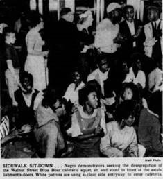 Louisville Courier-Journal photograph of sit-in on April 24, 1961 at the Blue Boar.