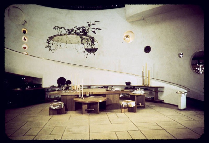The winding staircase inside the building.