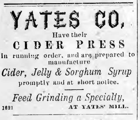 Yates Cider Mill newspaper ad, Rochester Era, January 25, 1889
