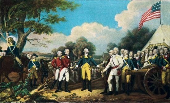 General Burgoyne surrendering to General Gates