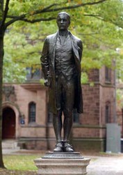 Hale stands on Old Campus, close to his old dorm (Yale University Visitor Center)