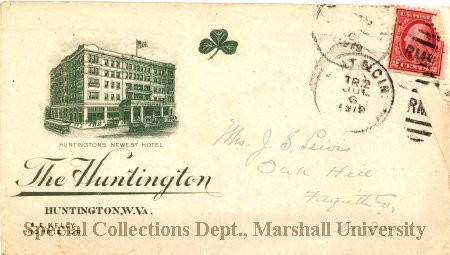 Envelope from the Hotel Huntington, dated July 6, 1919