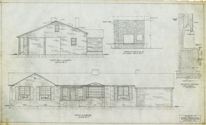 Furman's architectural drawing for the residence for Mr. and Mrs. Junius A. Snead, Glen Allen (n.d.), in Ethel Bailey Furman Papers, 1928-2003, Accession 41145, Library of Virginia.