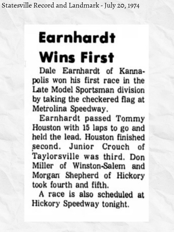 Dale Earnhardt get his first win in NASCAR (1974)