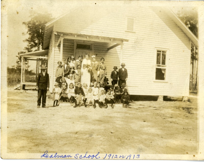 Teacher Rosa Kilgore and students in front of the Harris School, Lealman, Florida, 1912-1913. 