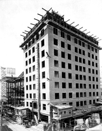 Construction on the Olympia in 1925. It was built as part of a ten-story commerical building, the rest of which housed offices. Image obtained from Scotty Moore. 