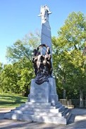 The restored monument. Located directly across from the monument is an oak tree that was on the battlefield in 1864.